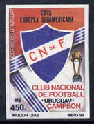 Uruguay 1991 National Football Club Winners 450p (Club Badge) imperf unmounted mint, SG 2058