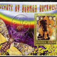 Liberia 2006 Scouts by Norman Rockwell #1 perf m/sheet with Butterfly, fine cto used
