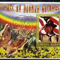 Liberia 2006 Scouts by Norman Rockwell #2 perf m/sheet with Butterfly, fine cto used