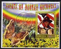 Liberia 2006 Scouts by Norman Rockwell #2 perf m/sheet with Butterfly, fine cto used