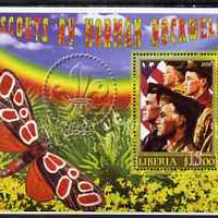 Liberia 2006 Scouts by Norman Rockwell #3 perf m/sheet with Butterfly, fine cto used