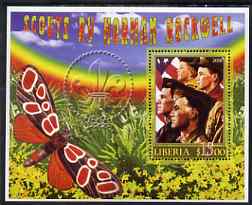 Liberia 2006 Scouts by Norman Rockwell #3 perf m/sheet with Butterfly, fine cto used