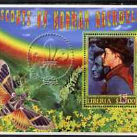 Liberia 2006 Scouts by Norman Rockwell #4 perf m/sheet with Butterfly, fine cto used