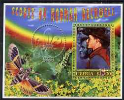 Liberia 2006 Scouts by Norman Rockwell #4 perf m/sheet with Butterfly, fine cto used