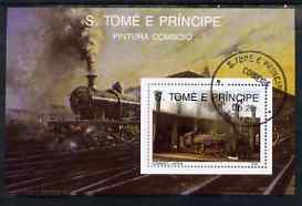 St Thomas & Prince Islands 1989 Railway Locos (Japan) perf m/sheet fine cto used