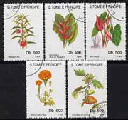 St Thomas & Prince Islands 1993 Flowers perf set of 5 fine cto used