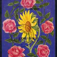 St Thomas & Prince Islands 1993 Flowers perf m/sheet fine cto used