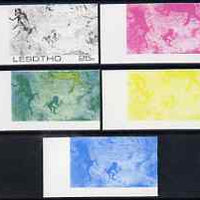 Lesotho 1983 Baboons (Rock Paintings) 25s value the set of 5 imperf progressive proofs comprising the 4 individual colours plus blue & Yellow composite, unmounted mint and extremely rare, as SG 541