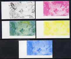 Lesotho 1983 Baboons (Rock Paintings) 25s value the set of 5 imperf progressive proofs comprising the 4 individual colours plus blue & Yellow composite, unmounted mint and extremely rare, as SG 541