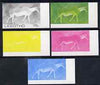Lesotho 1983 Eland (Rock Paintings) 75s value the set of 5 imperf progressive proofs comprising the 4 individual colours plus blue & Yellow composite, unmounted mint and extremely rare, as SG 543