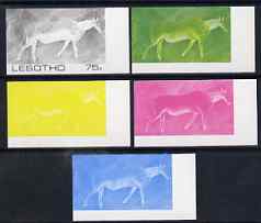 Lesotho 1983 Eland (Rock Paintings) 75s value the set of 5 imperf progressive proofs comprising the 4 individual colours plus blue & Yellow composite, unmounted mint and extremely rare, as SG 543