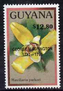 Guyana 1990 (?) George Washington opt on $12.80 orchid (Maxillaria p) from World Personalities overprints, unmounted mint as SG type 465
