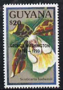 Guyana 1990 (?) George Washington opt on $20.00 orchid (Scuticaria h) from World Personalities overprints, unmounted mint as SG type 465