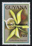 Guyana 1990 (?) George Washington opt on $25.00 orchid (Epidendrum f) from World Personalities overprints, unmounted mint as SG type 465
