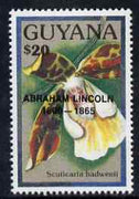 Guyana 1990 (?) Abraham Lincoln opt on $20.00 orchid (Scuticaria h) from World Personalities overprints, unmounted mint as SG type 465