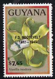 Guyana 1990 (?) F D Roosevelt opt on $7.65 orchid (Vanilla i) from World Personalities overprints, unmounted mint as SG type 465