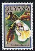 Guyana 1990 (?) F D Roosevelt opt on $20.00 orchid (Scuticaria h) from World Personalities overprints, unmounted mint as SG type 465