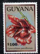 Guyana 1990 (?) F D Roosevelt opt on $100.00 orchid (Epistephium p) from World Personalities overprints, unmounted mint as SG type 465