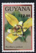 Guyana 1990 (?) Martin Luther King opt on $12.80 orchid (Maxillaria p) from World Personalities overprints, unmounted mint as SG type 465