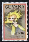 Guyana 1990 (?) Martin Luther King opt on $17.80 orchid (Catasetum d) from World Personalities overprints, unmounted mint as SG type 465