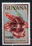 Guyana 1990 (?) Martin Luther King opt on $100.00 orchid (Epistephium p) from World Personalities overprints, unmounted mint as SG type 465