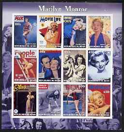 Benin 2003 Marilyn Monroe #2 imperf sheetlet containing 12 values (Magazine Covers) unmounted mint