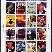 Kosova 1999 Europa - 50 years of Nato - imperf sheetlet #1 containing 16 values (Clinton, Pope, Fire-Fighting, Helicopters, etc) unmounted mint