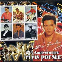 Benin 2002 Elvis Presley 25th Death Anniversary special large imperf sheet containing 6 values unmounted mint