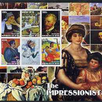 Benin 2002 The Impressionists #1 special large imperf sheet containing 6 values unmounted mint
