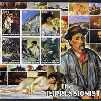 Benin 2002 The Impressionists #3 special large imperf sheet containing 6 values unmounted mint