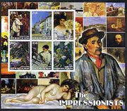 Benin 2002 The Impressionists #3 special large imperf sheet containing 6 values unmounted mint