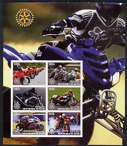 Benin 2003 Motorcycles large imperf sheet containing 6 values each with Rotary Logo, unmounted mint