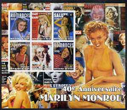 Benin 2002 40th Death Anniversary of Marilyn Monroe #02 special large imperf sheet containing 6 values unmounted mint