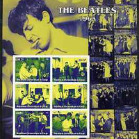 Congo 2004 The Beatles (1963) large imperf sheet containing 6 values, unmounted mint