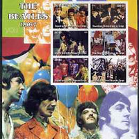 Congo 2004 The Beatles (1967) large imperf sheet containing 6 values, unmounted mint