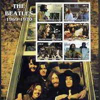 Congo 2004 The Beatles (1969-70) large imperf sheet containing 6 values, unmounted mint