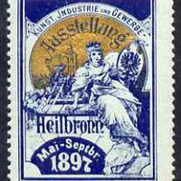 Cinderella - Germany 1897 Art & Industry Trade Exhibition, Heilbronn, perf label very fine with full gum