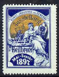 Cinderella - Germany 1897 Art & Industry Trade Exhibition, Heilbronn, perf label very fine with full gum