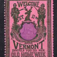 Cinderella - United States 1901 Vermont Old Home Week, perf label #1 in purple & blue on rose very fine with full gum