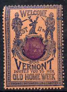 Cinderella - United States 1901 Vermont Old Home Week, perf label #2 in purple & blue on salmon very fine with full gum