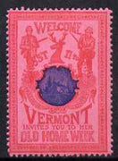 Cinderella - United States 1901 Vermont Old Home Week, perf label #4 in blue & red on rose very fine with full gum