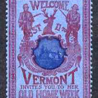 Cinderella - United States 1901 Vermont Old Home Week, perf label #5 in blue & red on blue very fine with full gum
