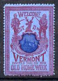 Cinderella - United States 1901 Vermont Old Home Week, perf label #5 in blue & red on blue very fine with full gum