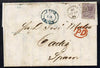 Great Britain 1858 entire to Spain bearing 6d SG70 with fine London Duplex