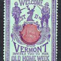 Cinderella - United States 1901 Vermont Old Home Week, perf label #6 in red & blue on green very fine with full gum