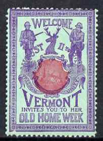 Cinderella - United States 1901 Vermont Old Home Week, perf label #6 in red & blue on green very fine with full gum