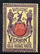 Cinderella - United States 1901 Vermont Old Home Week, perf label #8 in red & purple on yellow very fine with full gum