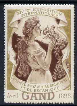 Cinderella - Belgium 1998 Royal Society of Agriculture & Botany Exhibition, Gand (Ghent) perf label (Gold background) slight wrinkles & signs of ageing with full gum