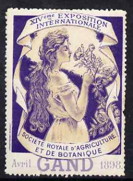 Cinderella - Belgium 1998 Royal Society of Agriculture & Botany Exhibition, Gand (Ghent) perf label (Blue background) slight wrinkles & signs of ageing with full gum