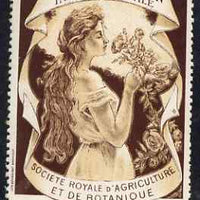 Cinderella - Belgium 1998 Royal Society of Agriculture & Botany Exhibition, Gand (Ghent) perf label (Brown background) slight wrinkles & signs of ageing with full gum